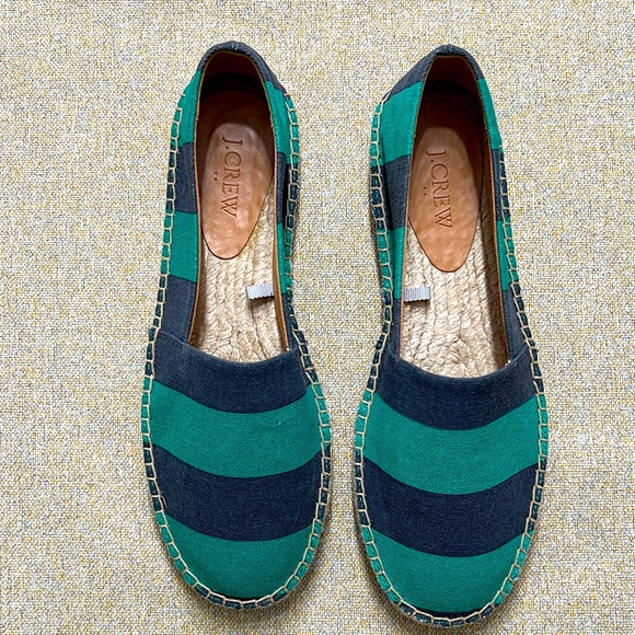J. Crew Factory Shoes - ❤️J Crew Espadrilles Women Striped Canvas Slip On Shoe Navy Blue Green